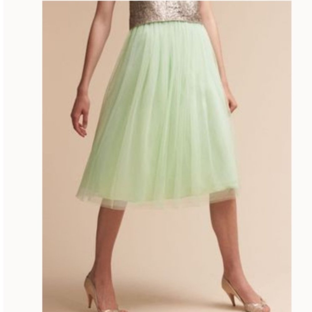 Anthro BHLDN Lena Tulle Skirt Pistachio
